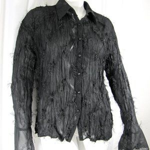 Kaelyn Max 2x Black Sheer Shag Blouse